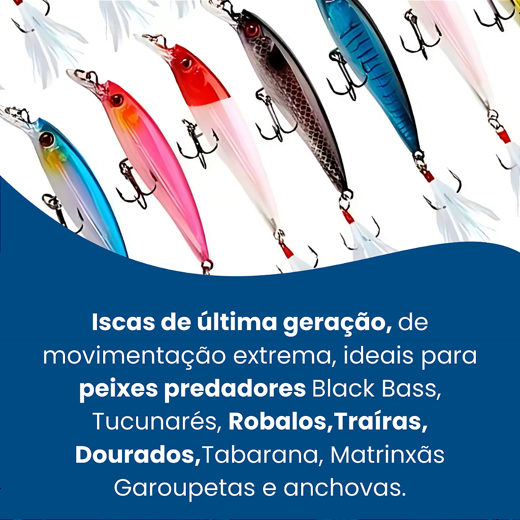 Kit Com 10 Iscas Artificiais Importada Para Dourado Robalo Tucunaré ...