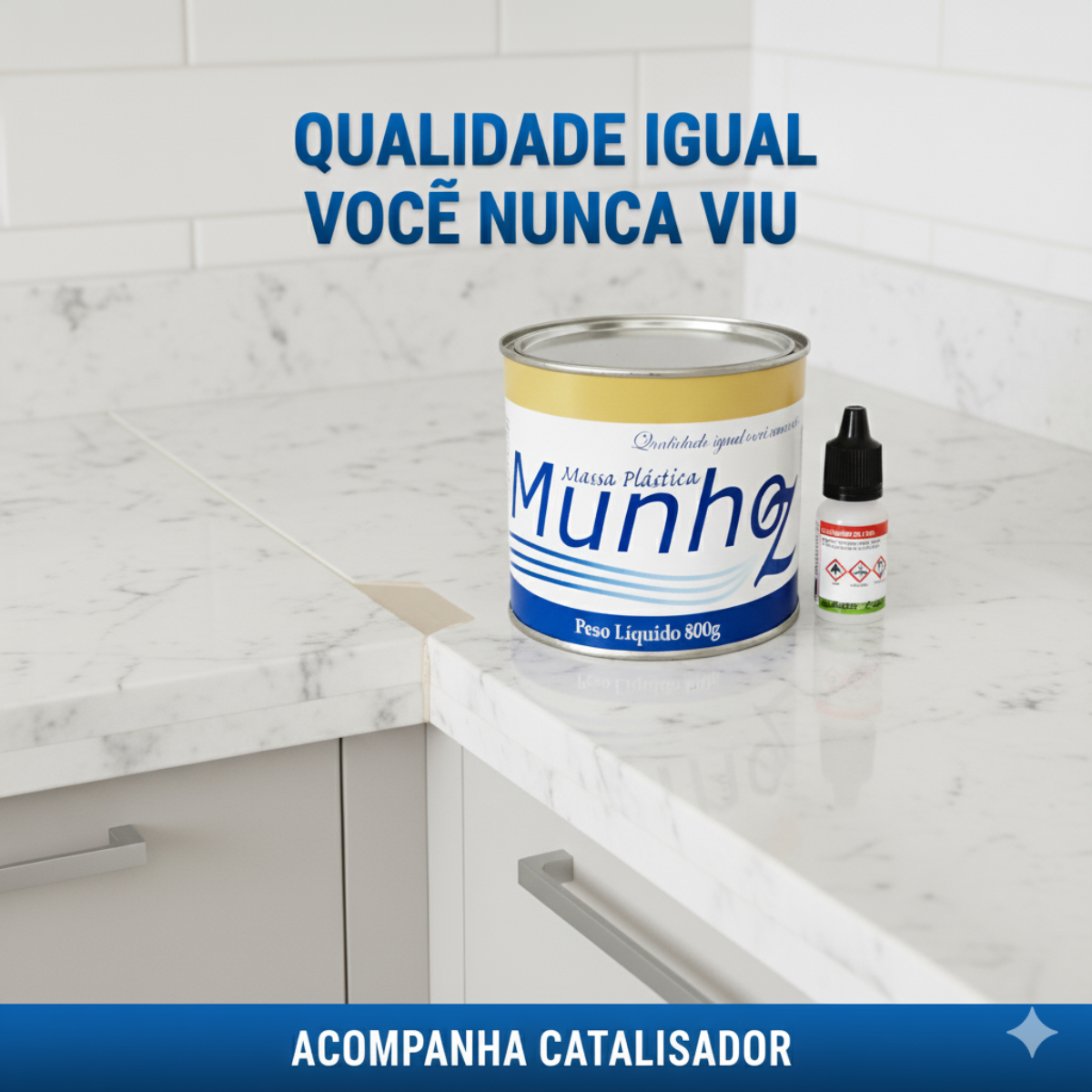 MASSA PLÁSTICA 800G BRANCA - MUNHOZ - RF Solution - Abrasivos