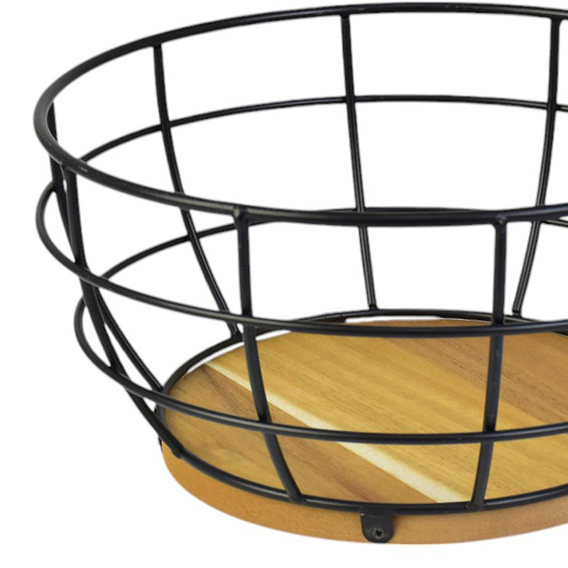 Cesto Aramado com Madeira M em Metal - Imaginne Home Decor