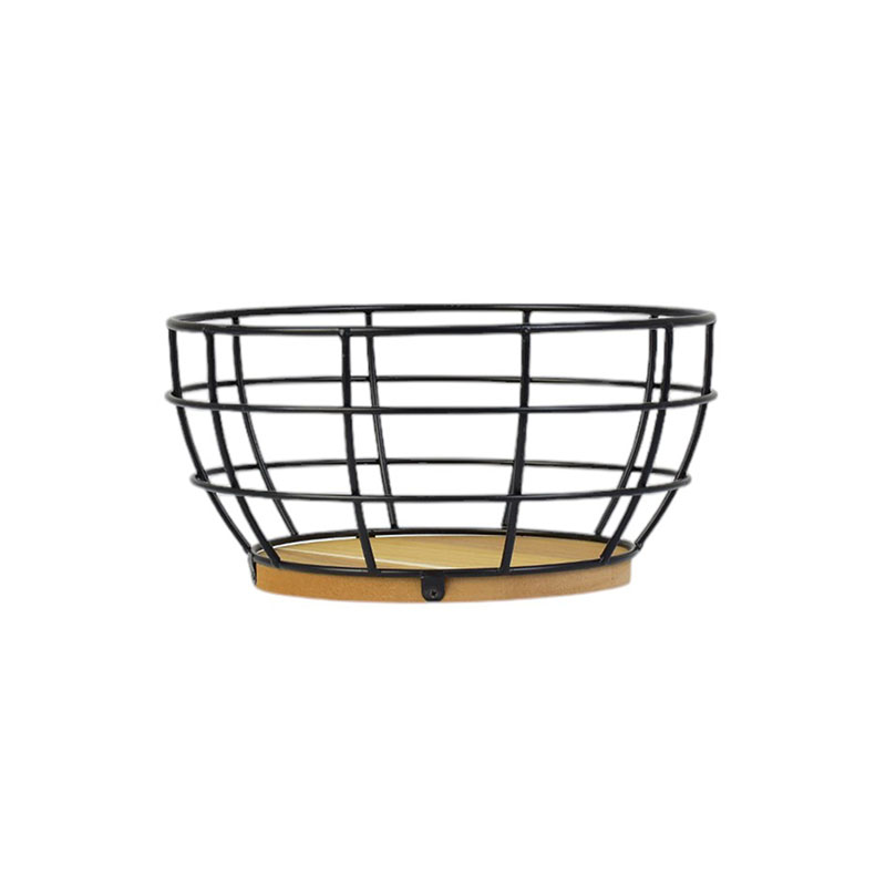 Cesto Aramado com Madeira M em Metal - Imaginne Home Decor