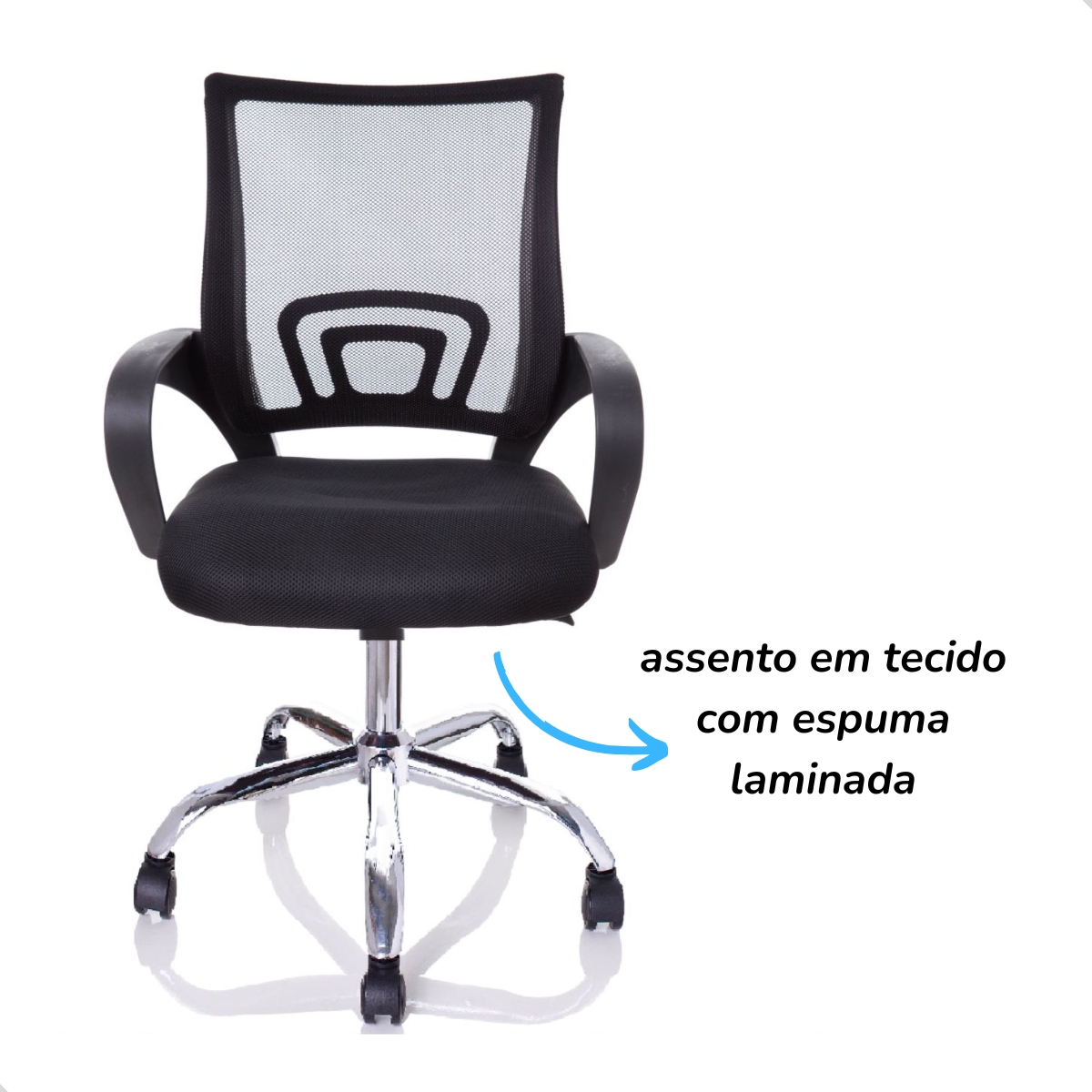 Spotech Cadeira de Escritório Giratória Diretor Preta Encosto em Mesh Ajuste de ...