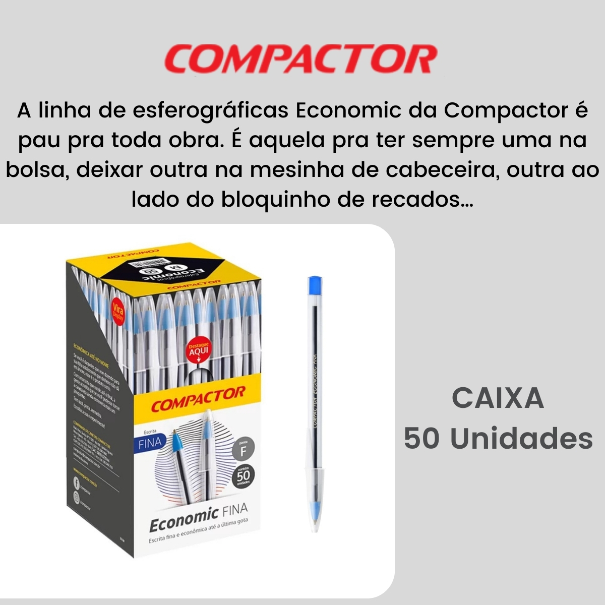 Spotech CANETA ESFEREROGRAFICA ECONOMIC ESCRITA FINA AZUL COMPACTOR - CX50 ...