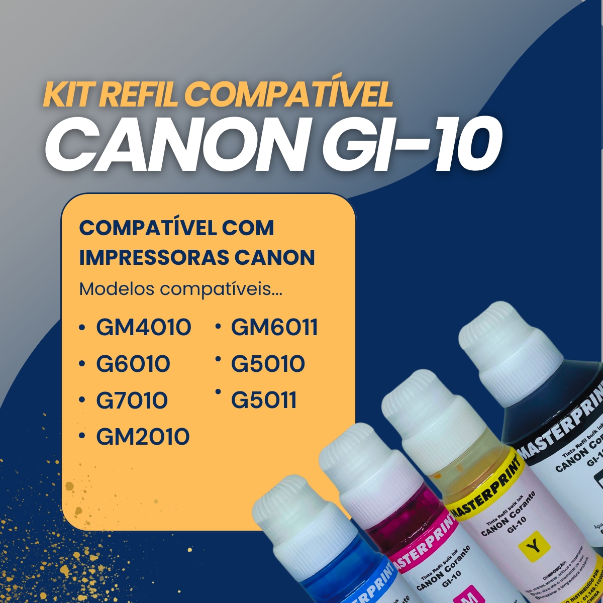 Spotech Kit 4x Refil Tinta GI-10 GL10 Compatível Impressoras Canon G5010 G5011 ...