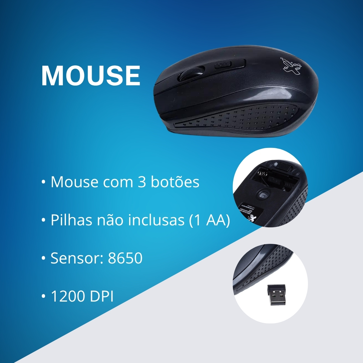Spotech Teclado e Mouse Sem Fio Wireless Usb 2.0 Abnt2 Preto Exagon Maxprint ...