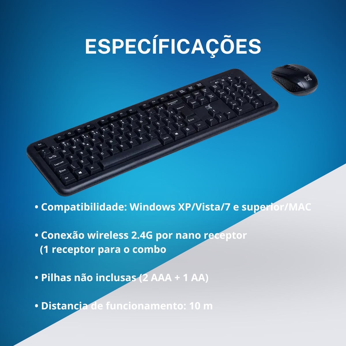 Spotech Teclado e Mouse Sem Fio Wireless Usb 2.0 Abnt2 Preto Exagon Maxprint ...