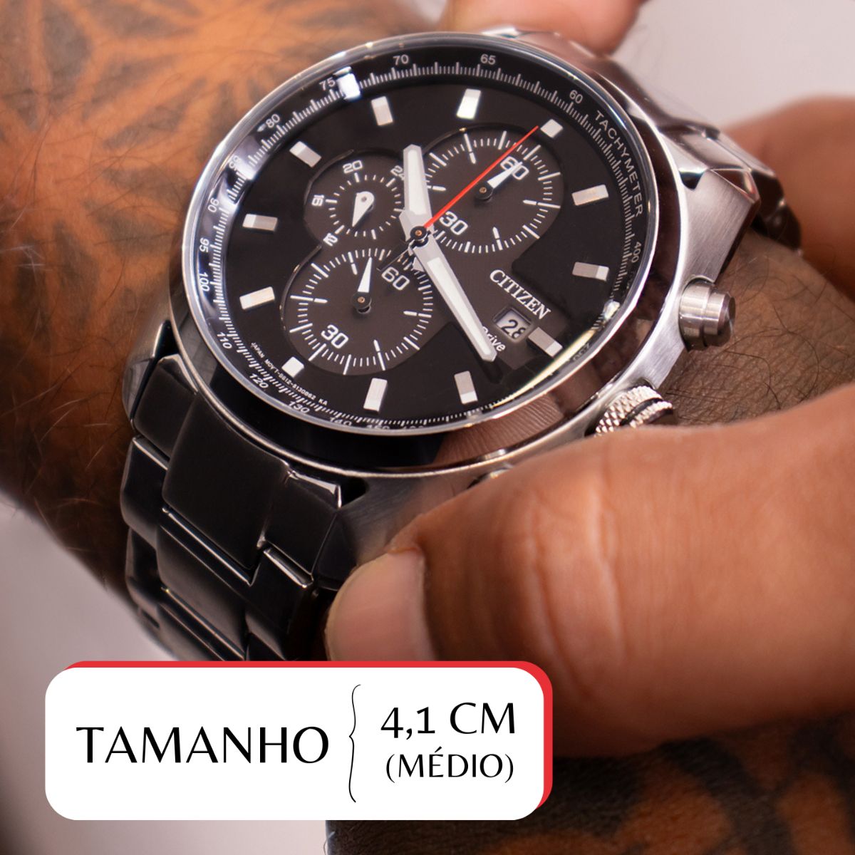 Relógio Masculino Citizen Prata Cronógrafo Eco Drive TZ30240T