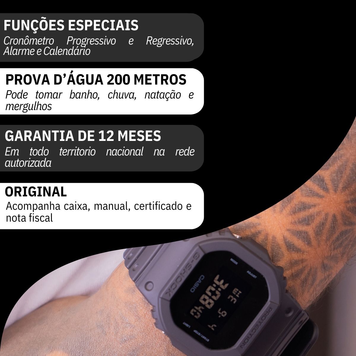 Relógio de Pulso Masculino Casio G-Shock Digital Light LED DW