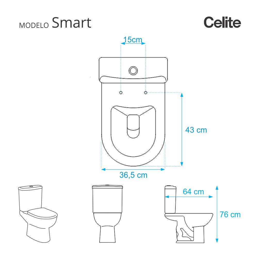 Assento Sanitário Fechamento Lento Smart Branco para Louça Celite ...