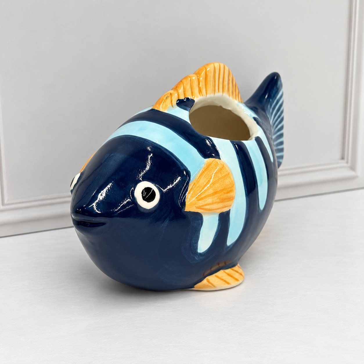 Blak R Fish VASO CERÂMICA FISH LISTRAS - Delrio Casa Decor