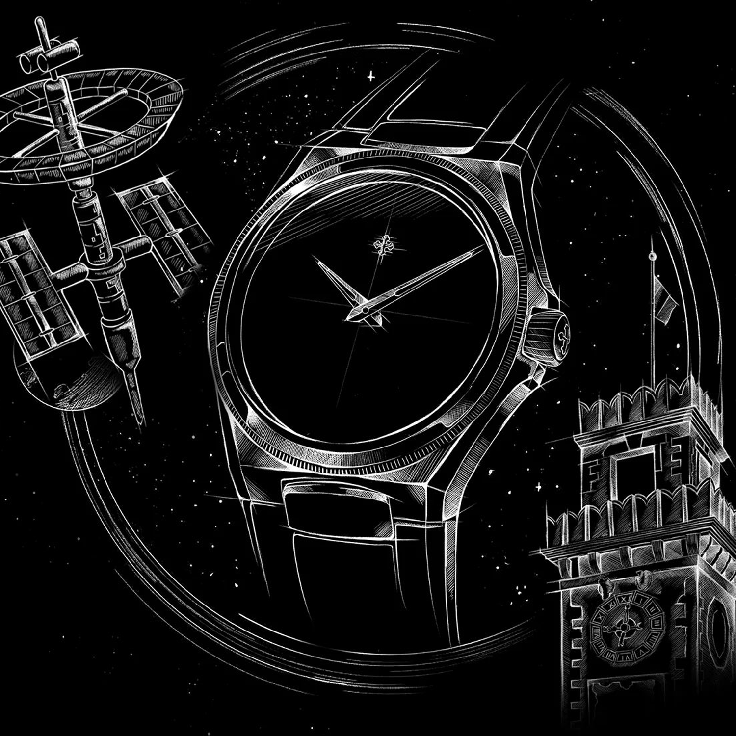 RANS ベアドレス ブラック サテン ヴュート イルマ Relógio Venezianico Arsenale Ultrablack 40mm Musou Black