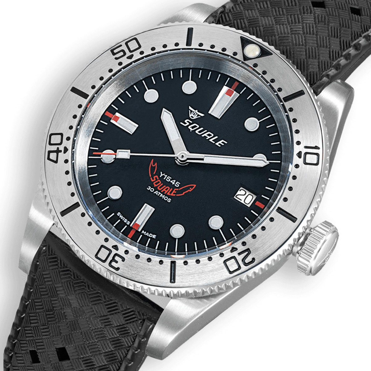 Squale 1545 Steel Black Rubber | Herit Watches - Curadoria