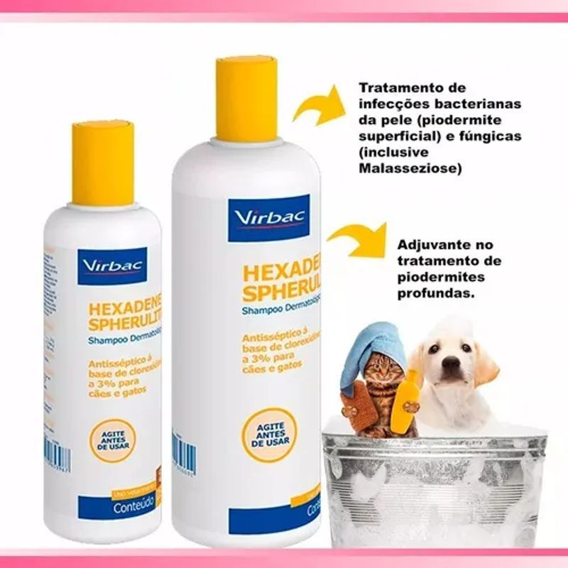 Shampoo Hexadene Spherulites Virbac Cães Gatos Piodermite - Pet´s Place