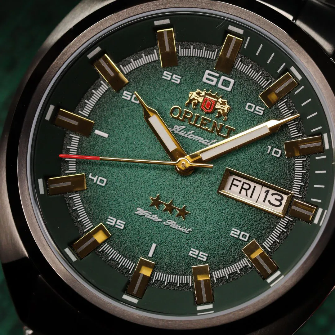 Relógio Orient Automático NH3YY006-E1GX All Black Mostrador Verde
