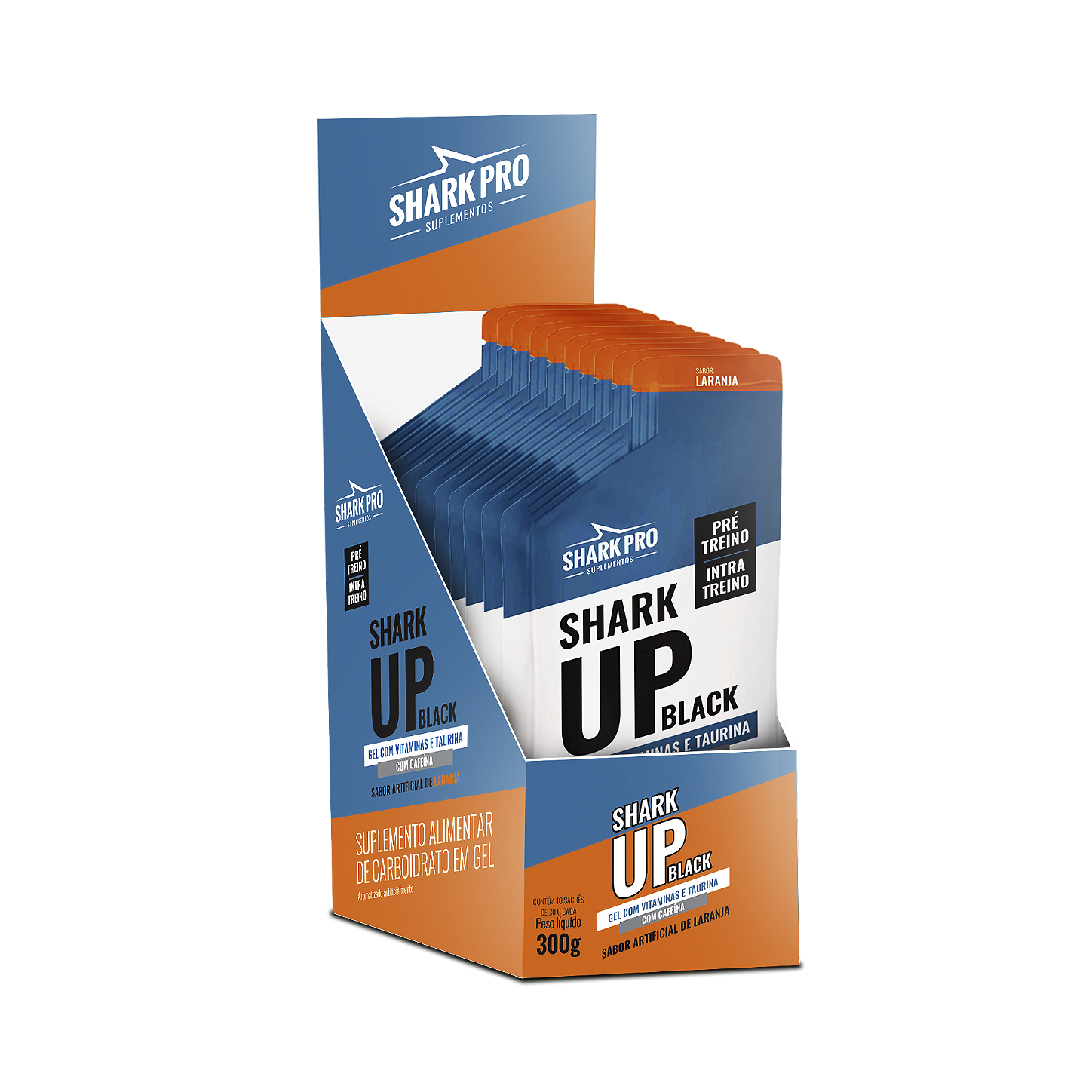 Shark up black gel 30g - caixa com 4 display com 10 uni