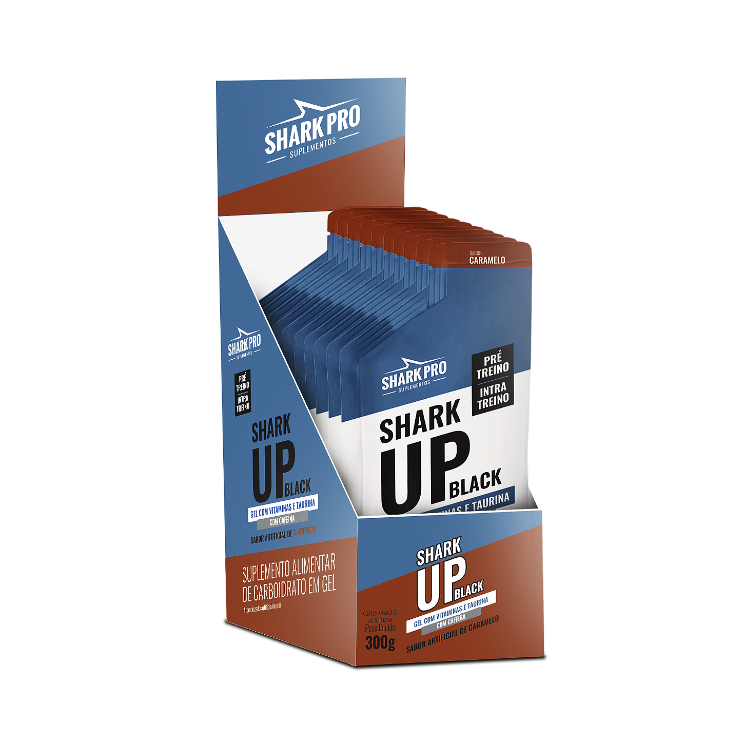 Shark up black gel 30g - caixa com 4 display com 10 uni