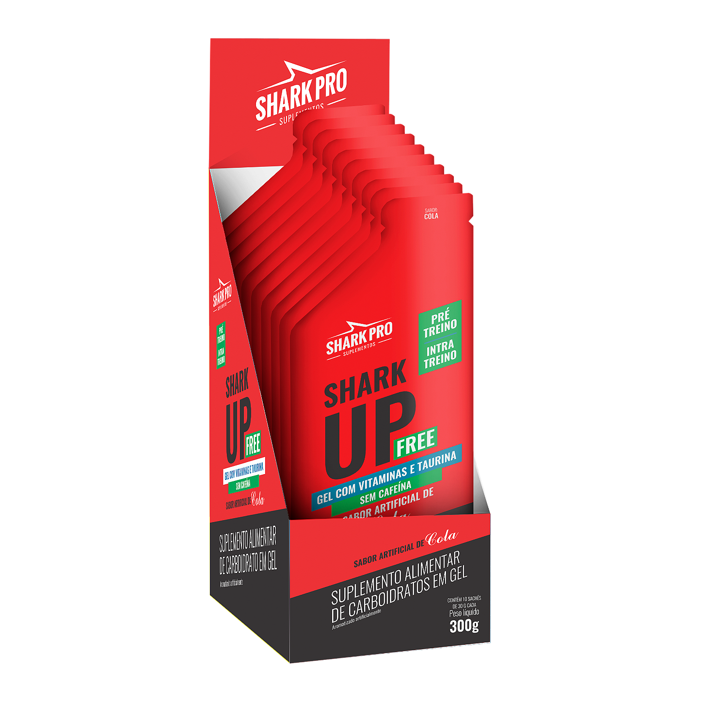 Shark up free gel 30g - caixa com 4 display com 10 uni