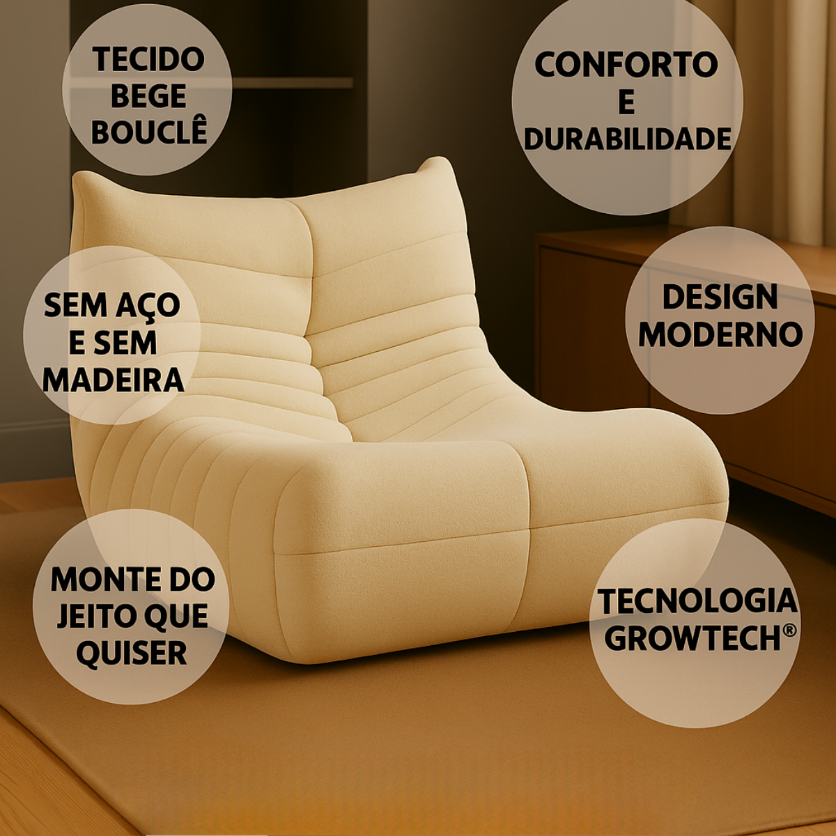Sofá Prensado Na Caixa Pluff Poltrona Togo Conforto Premiun