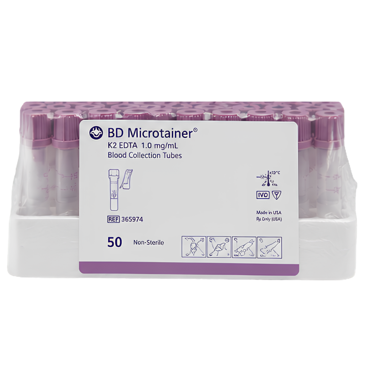 Tubo Microcoleta BD Microtainer EDTA K2 Roxo - Rack/50 - REF.365974 ...