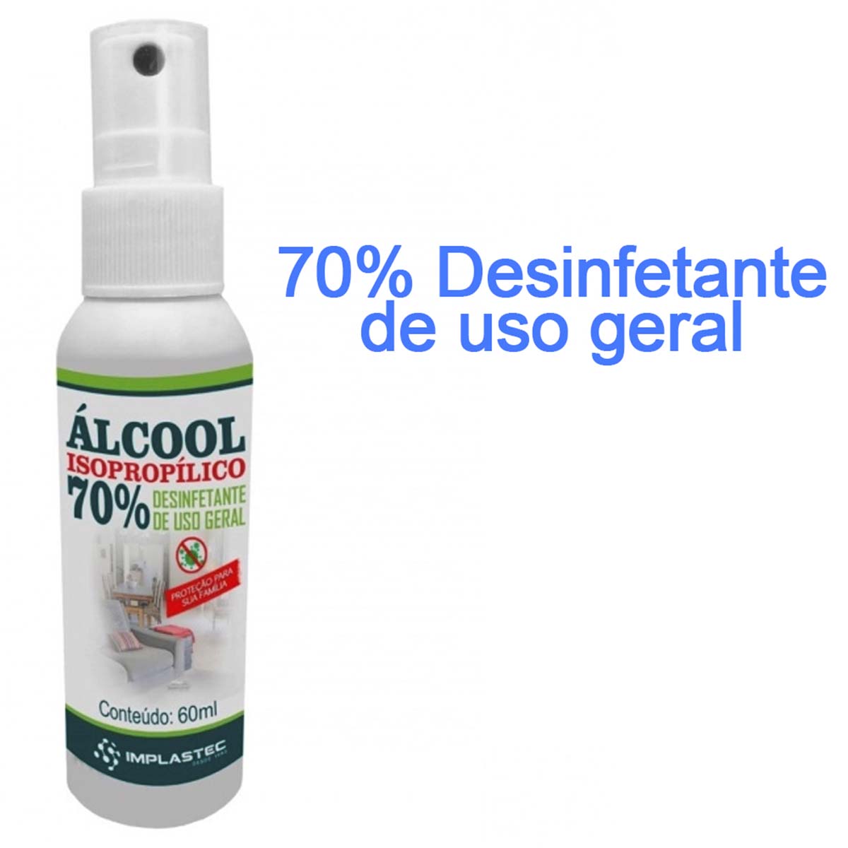 Alcool Isopropilico 70% Spray Pump Implastec 60ml - Mercadão da Informática