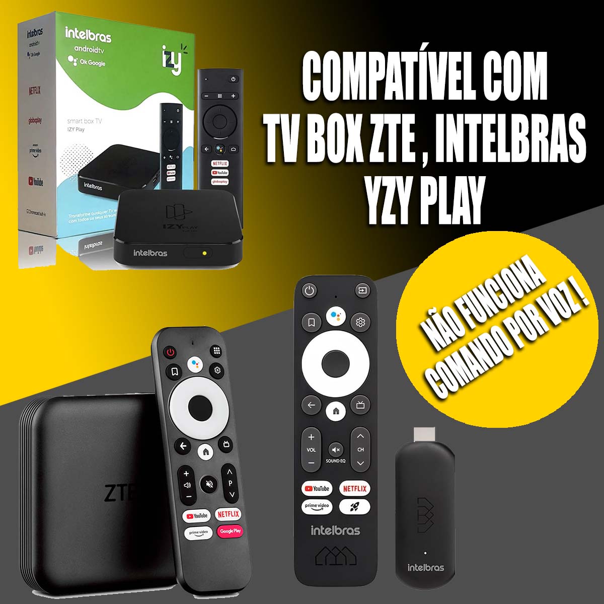 Controle Compatível Com Tv Box ZTE Intelbras Stick Izy Play