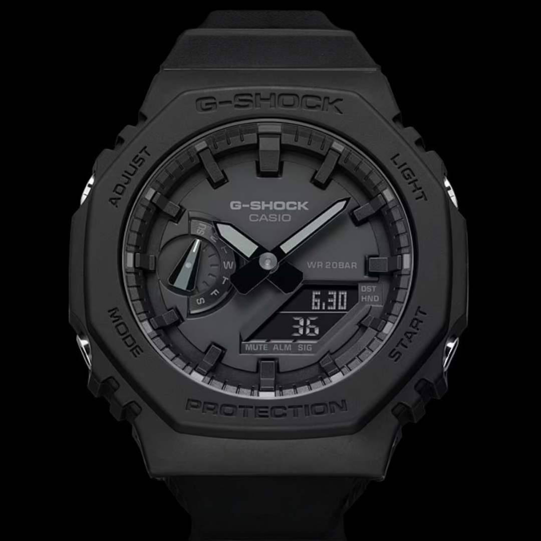 G-Shock GA-2100-1A1DR Carbon Core Guard | CasiOak Preto Fosco