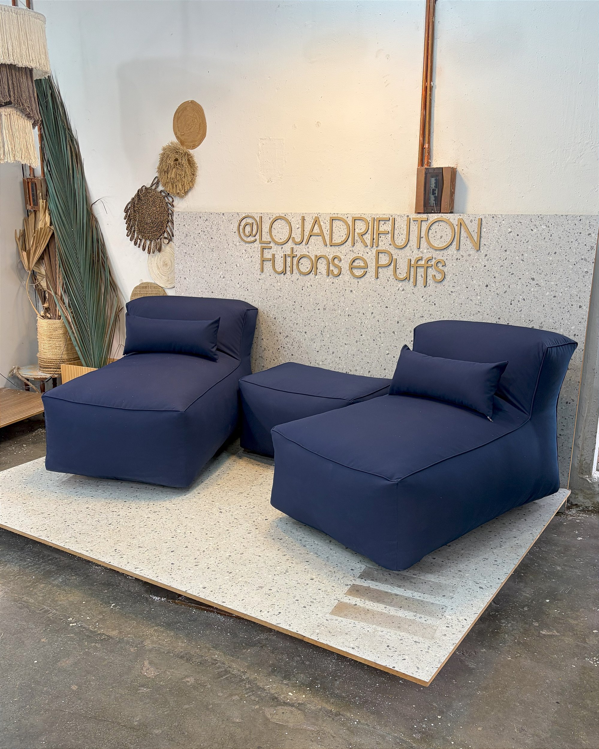 Conjunto Puff G Standard + 1 Peseira + 2 Almofadas - LojaDriFuton