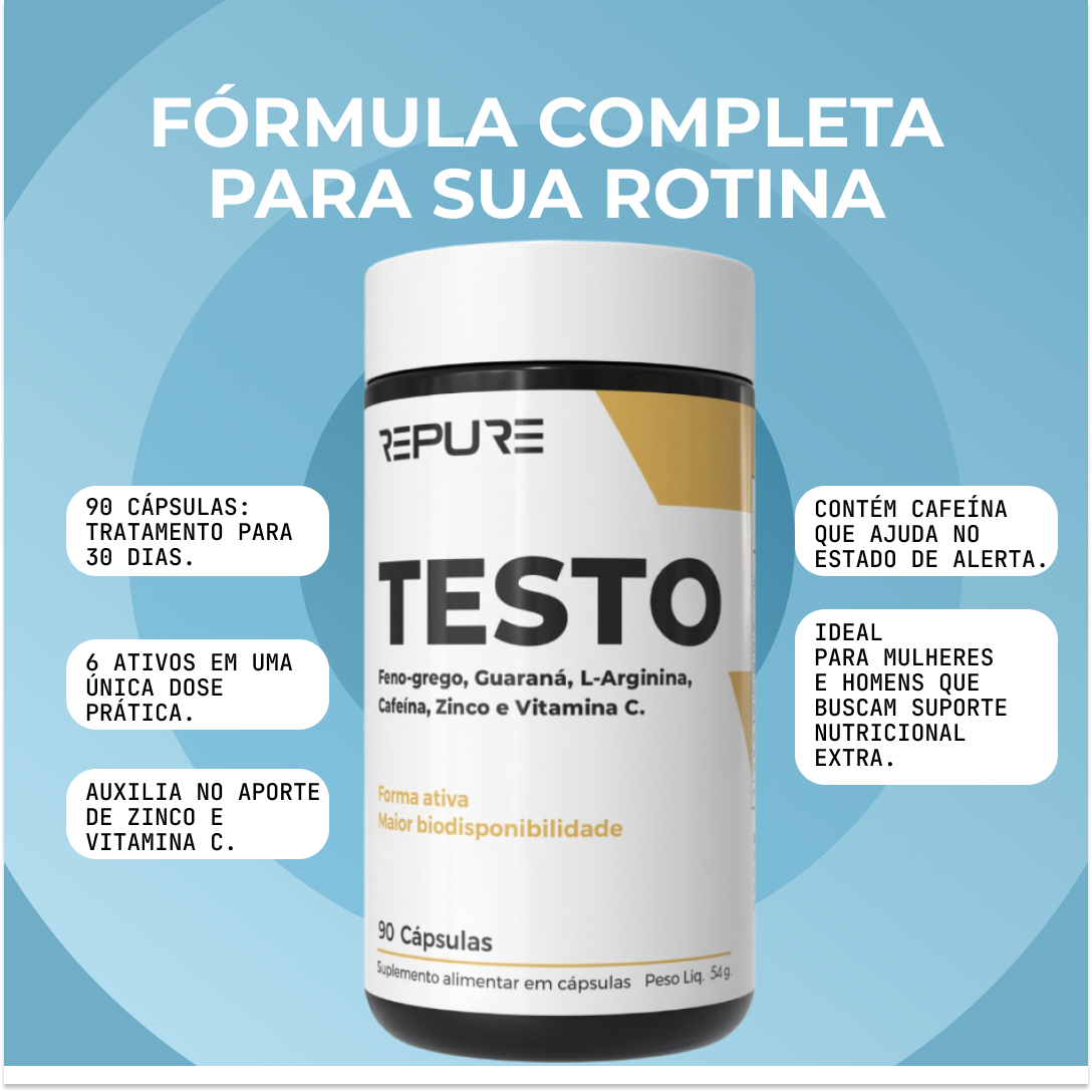 Testo Complex Testo - 90 Cápsulas - Repure Nutrition