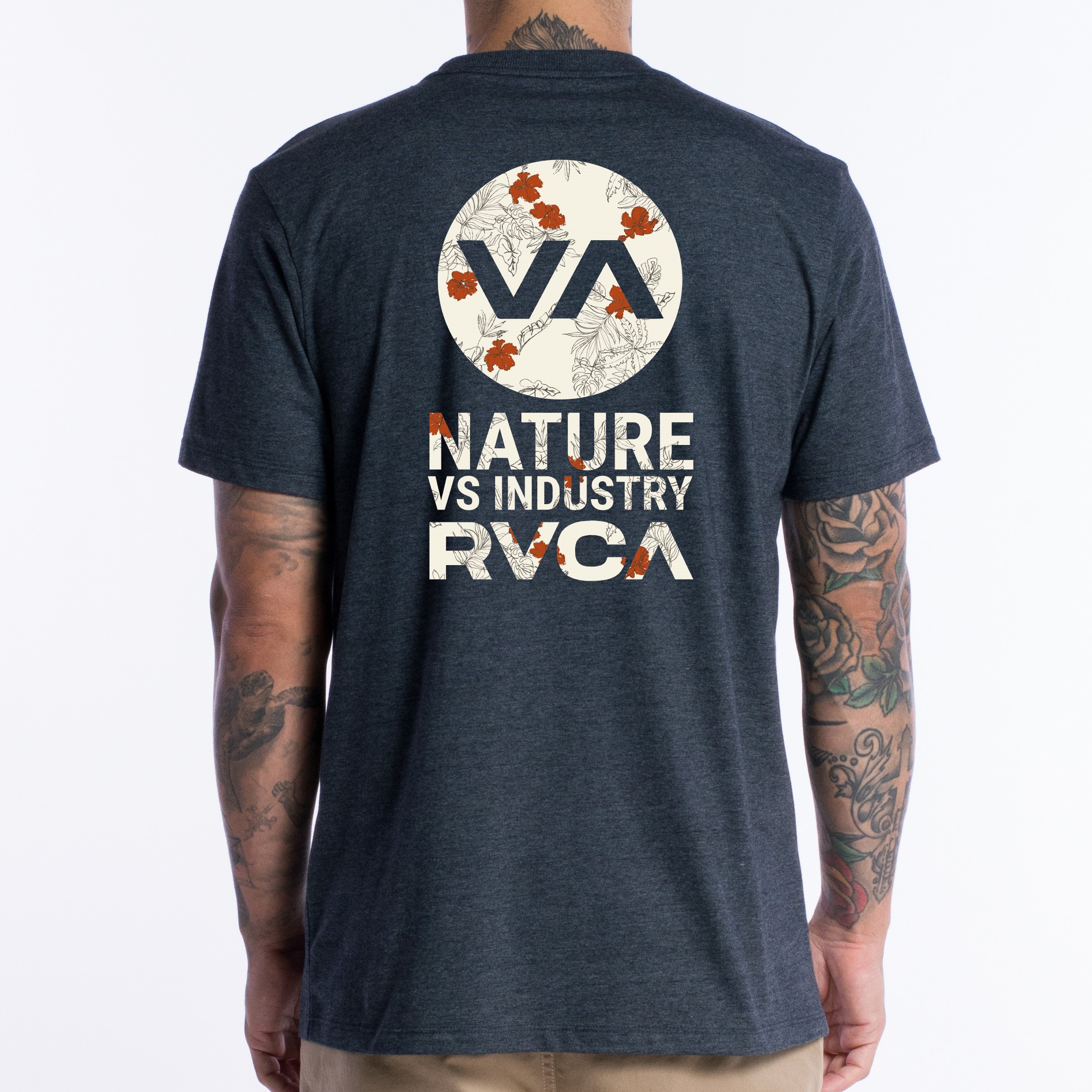 Camiseta RVCA Drawn In WT24 Masculina Cinza Escuro Mescla