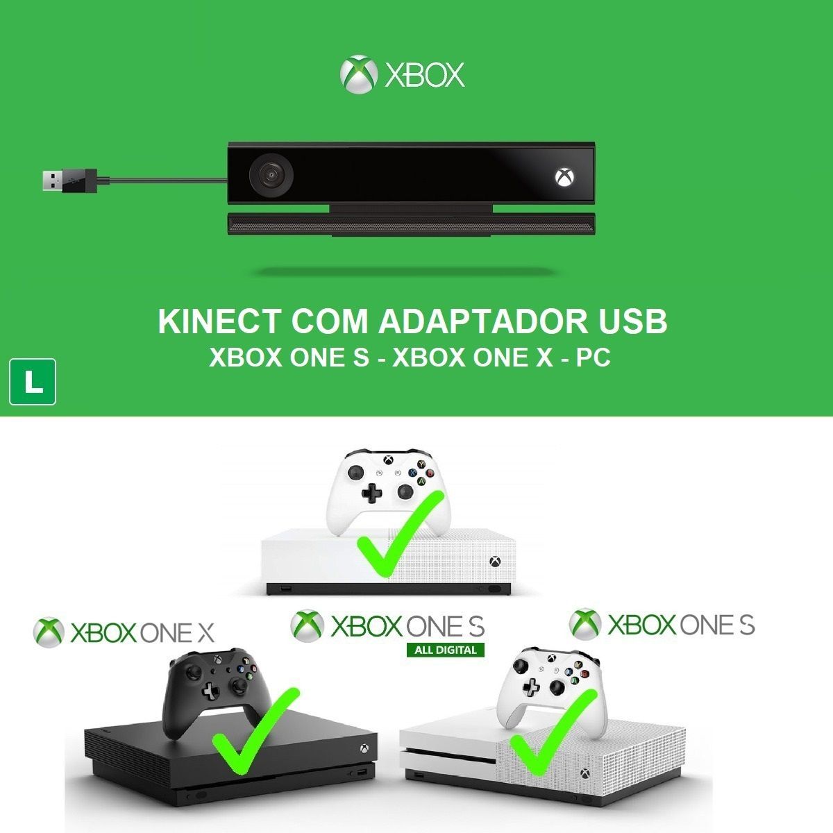 SENSOR KINECT XBOX ONE S / XBOX ONE X / PC + JOGO - Tabular Games