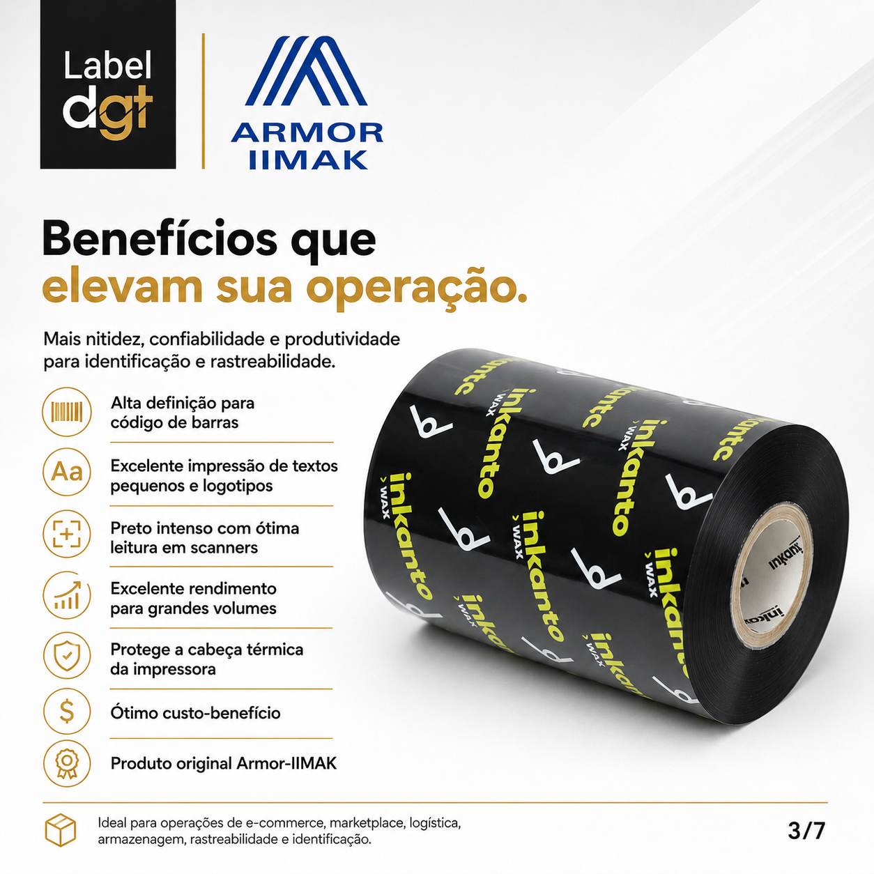 ribbon cera ARMOR INKANTO AWR-1 - 110mmx450 metros - Label DGT