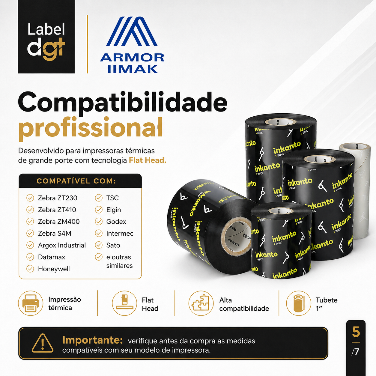 ribbon cera ARMOR INKANTO AWR-1 - 110mmx450 metros - Label DGT