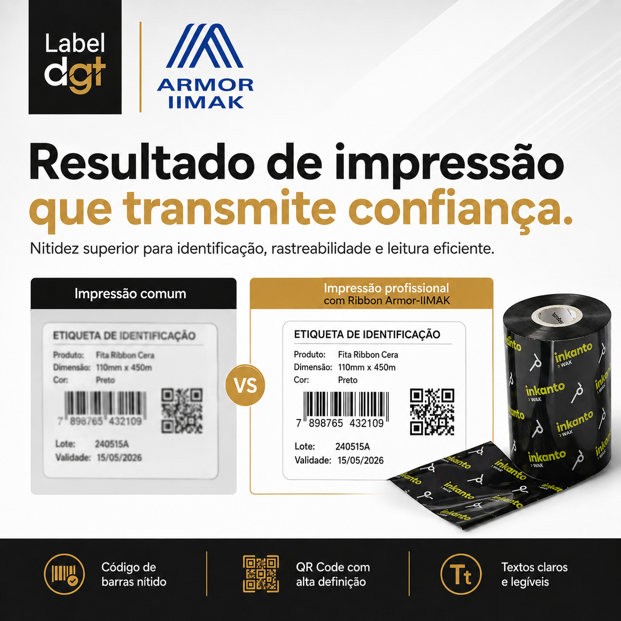 ribbon cera ARMOR INKANTO AWR-1 - 110mmx450 metros - Label DGT
