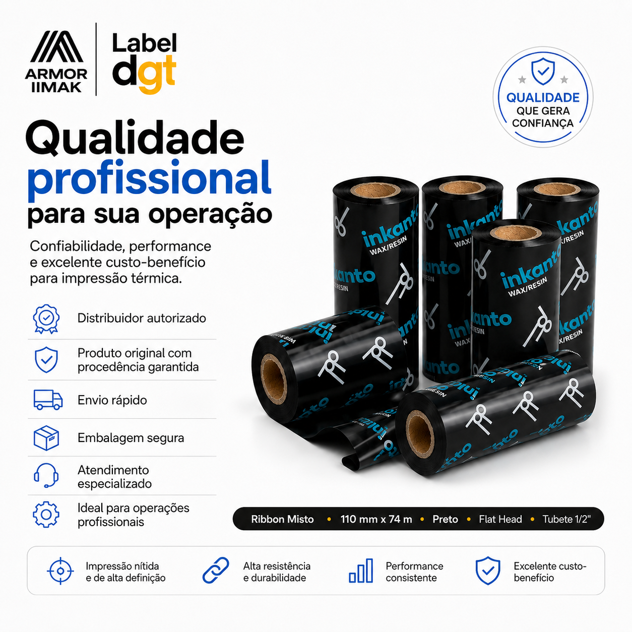Kit Ribbon 110x74 Misto Armor Inkanto APR1 Externo - Label DGT