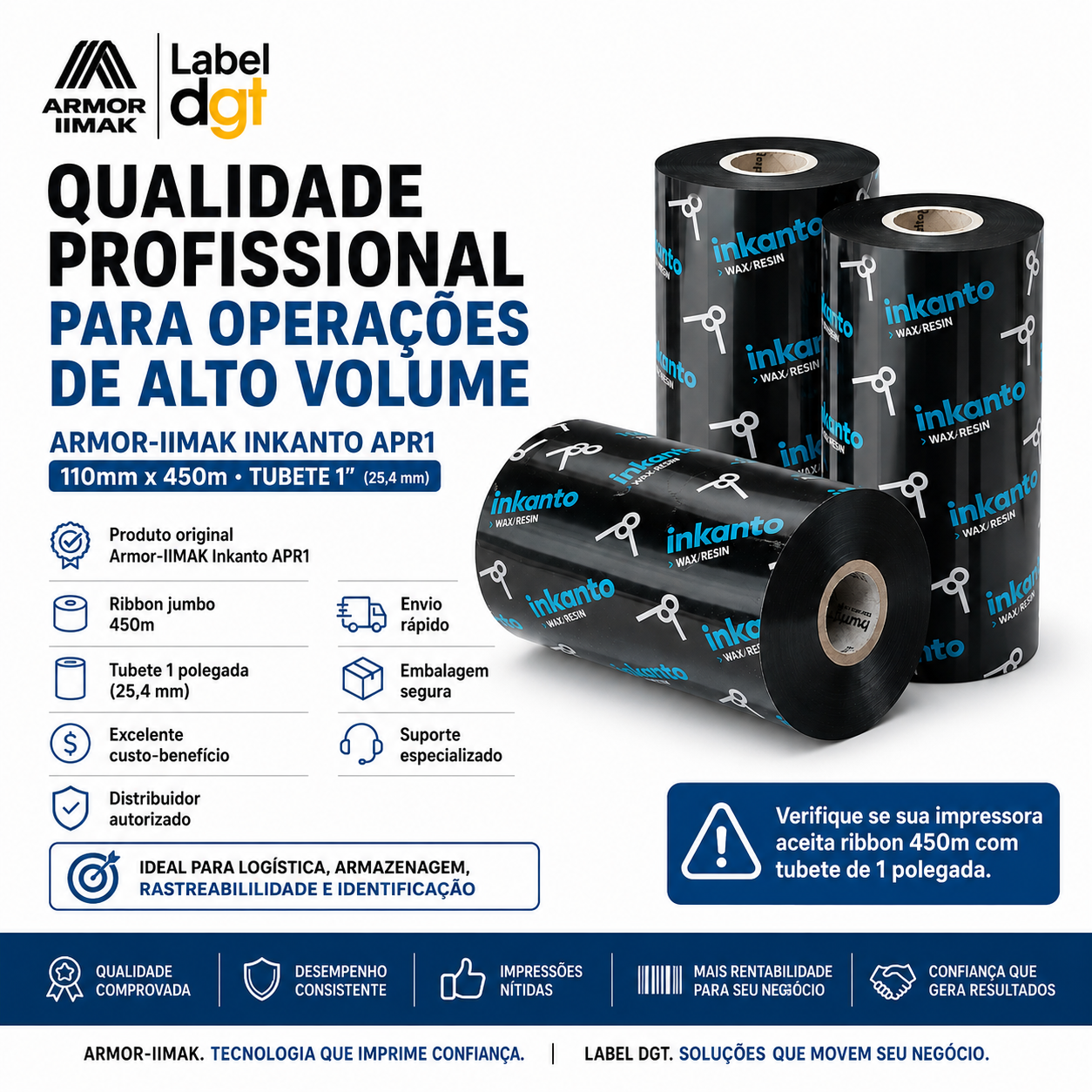 Ribbon misto ARMOR INKANTO APR-1-110mmx450 em Kits - Label DGT