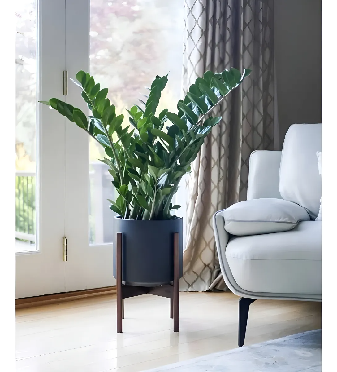 エスニック フロアスタンド*\(^o^)/* Planta Artificial Zamioculca 1m | Decoração Sala - Quase Natural