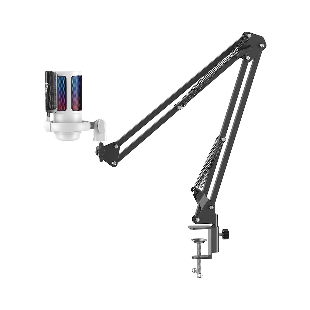 Microfone e Braço Articulado Force One Hero Arm Pro RGB USB Branco ...