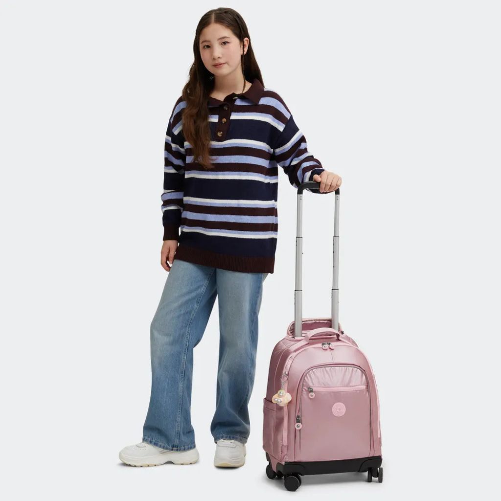 Mochila Kipling New Zea Silver Glow Met com rodinhas