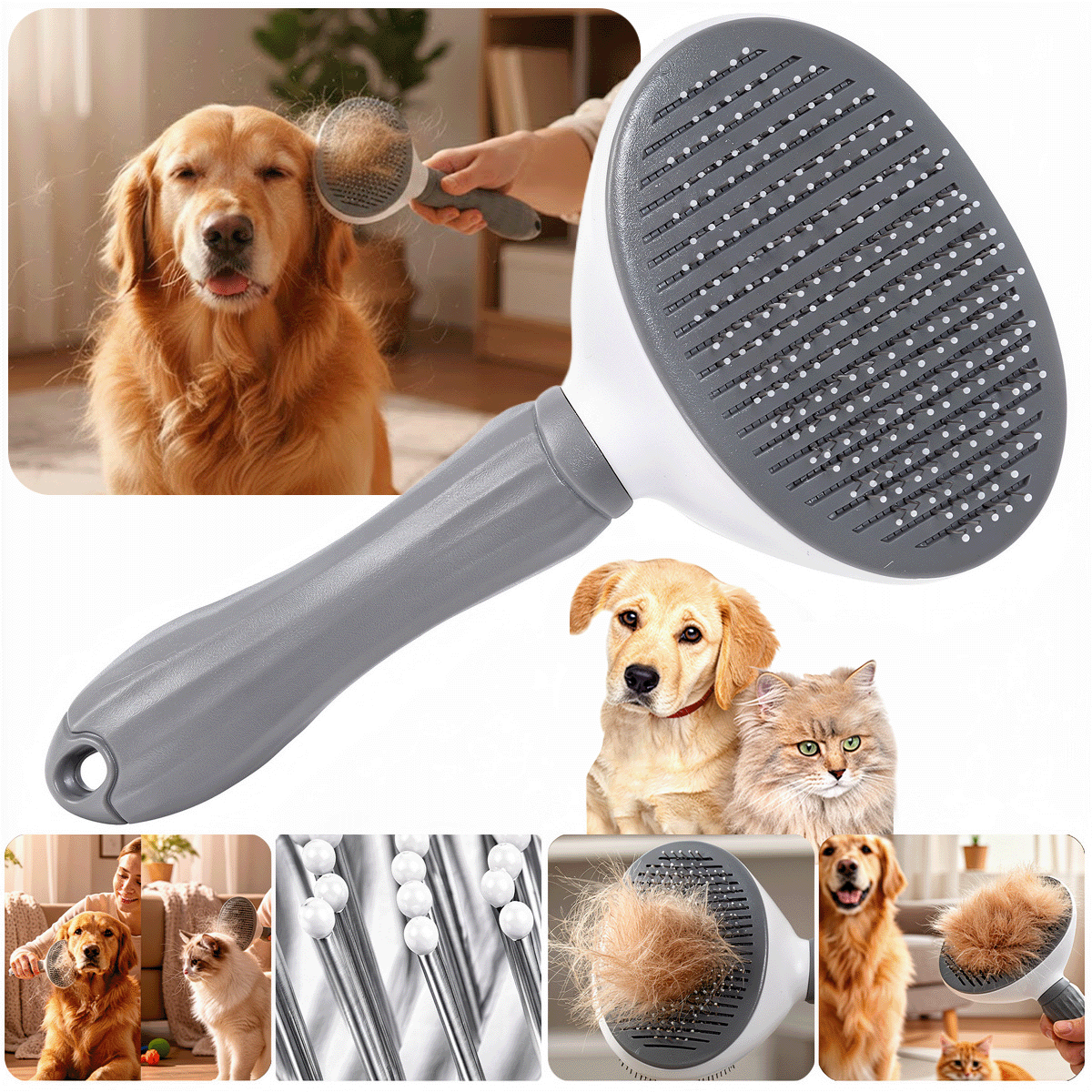 Escova Removedora de Pelos Cachorro Gatos Multifuncional Rasqueadeira ...