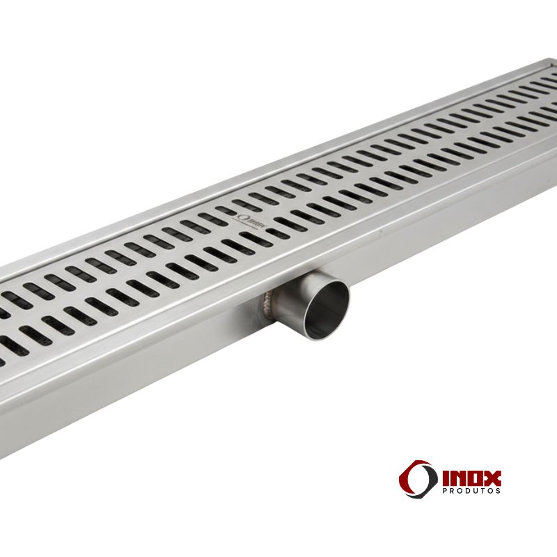 Ralo Linear com Saída Lateral em Inox 304 - Ralo Inox
