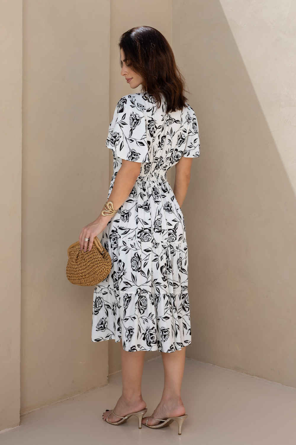 Vestido Lírio Midi Três Marias em Viscolinho - Maria Martha