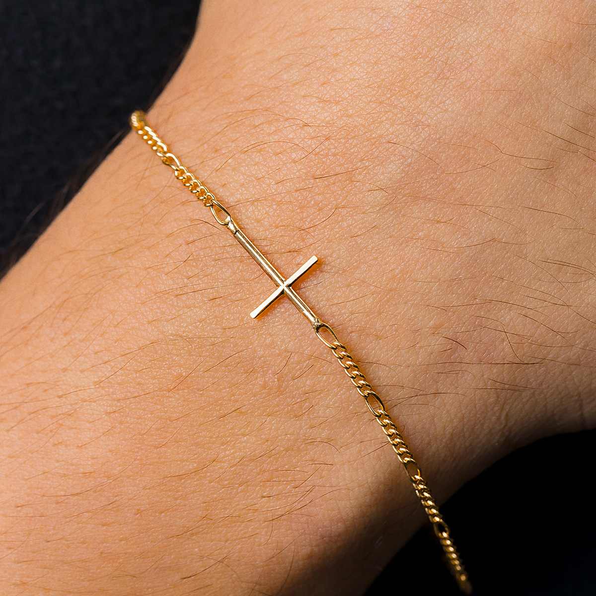 Pulseira Masculina Cruz Folheada a Ouro 18k - CODE Brincos Masculinos ...