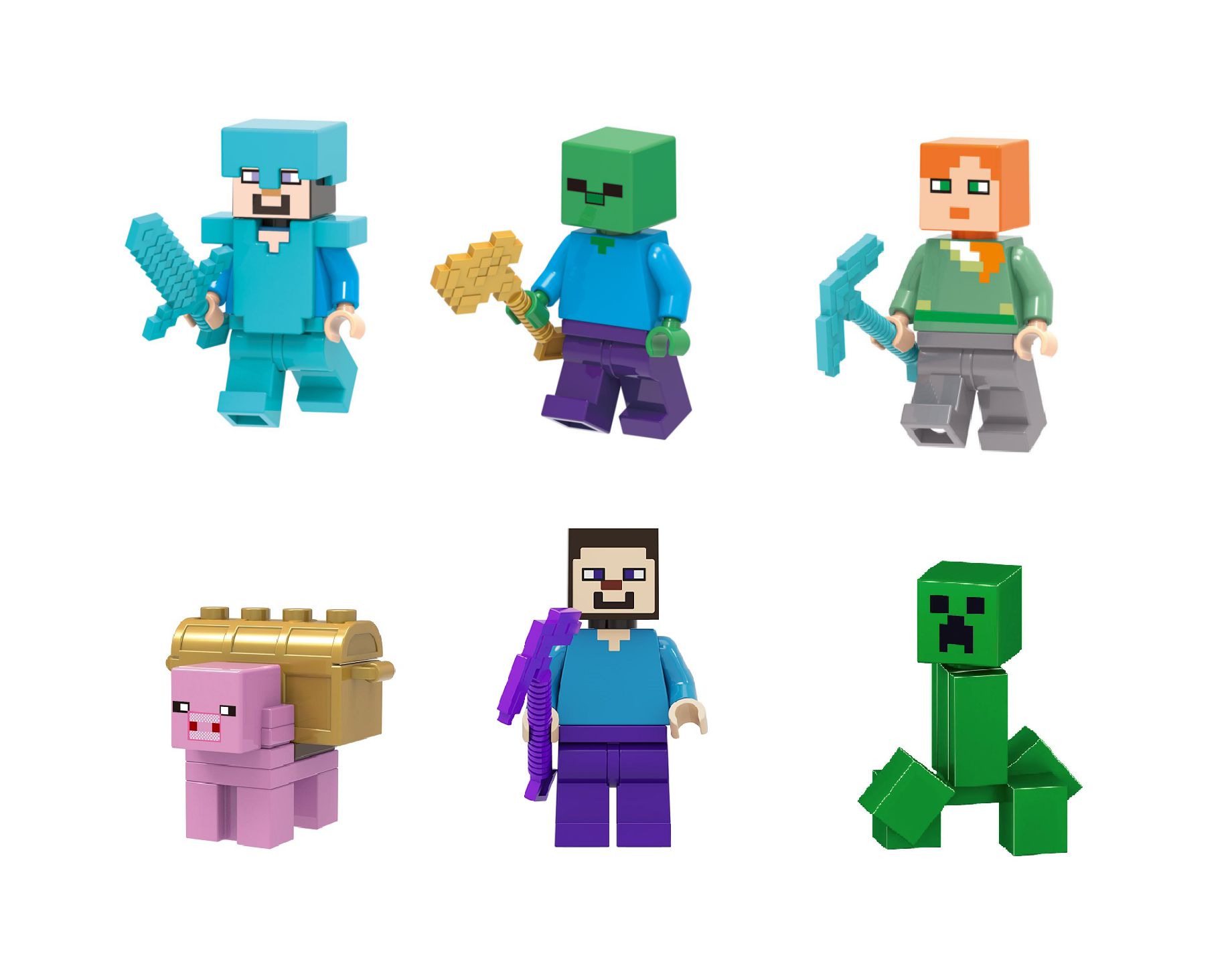 Minecraft cartela com 6 boneco lego