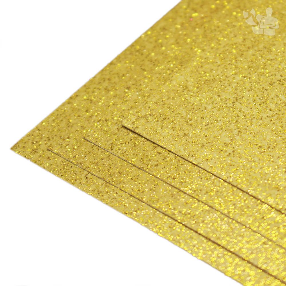 Papel Glitter Adesivo Dourado A4 Supperpapel 11 Anos