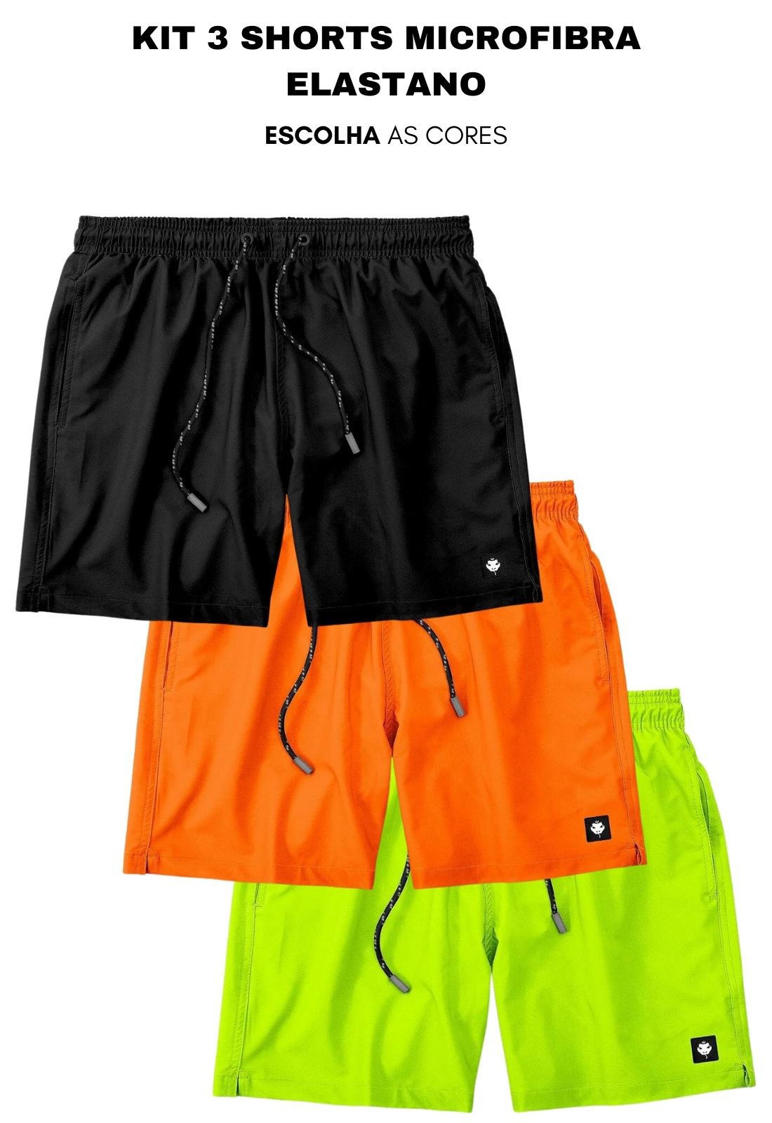 Kit 3 Shorts Microfibra Elastano Mega Confortáveis - LaVíbora: Shorts  Masculinos de Praia, Roupas e mais!