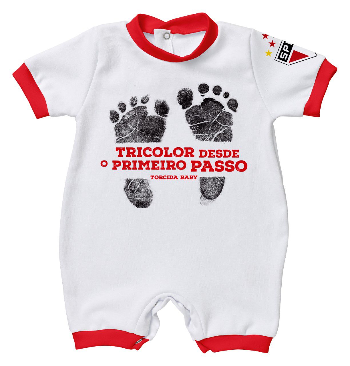 Macacão Bebê São Paulo Primeiro Passo - Torcida Baby - Cia Bebê