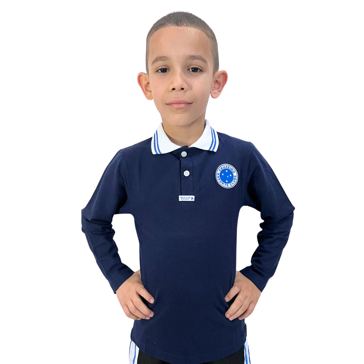 Camisa Polo Infantil Cruzeiro Manga Longa Oficial - Cia Bebê