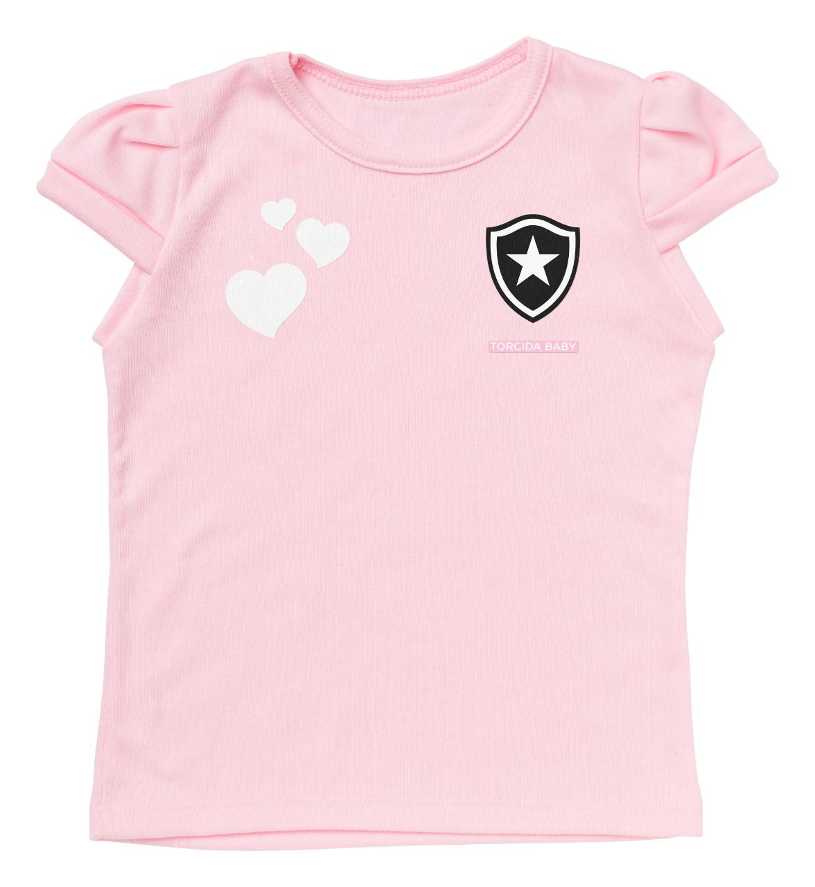 Camisa Infantil Botafogo Baby Look Rosa Oficial - Cia Bebê
