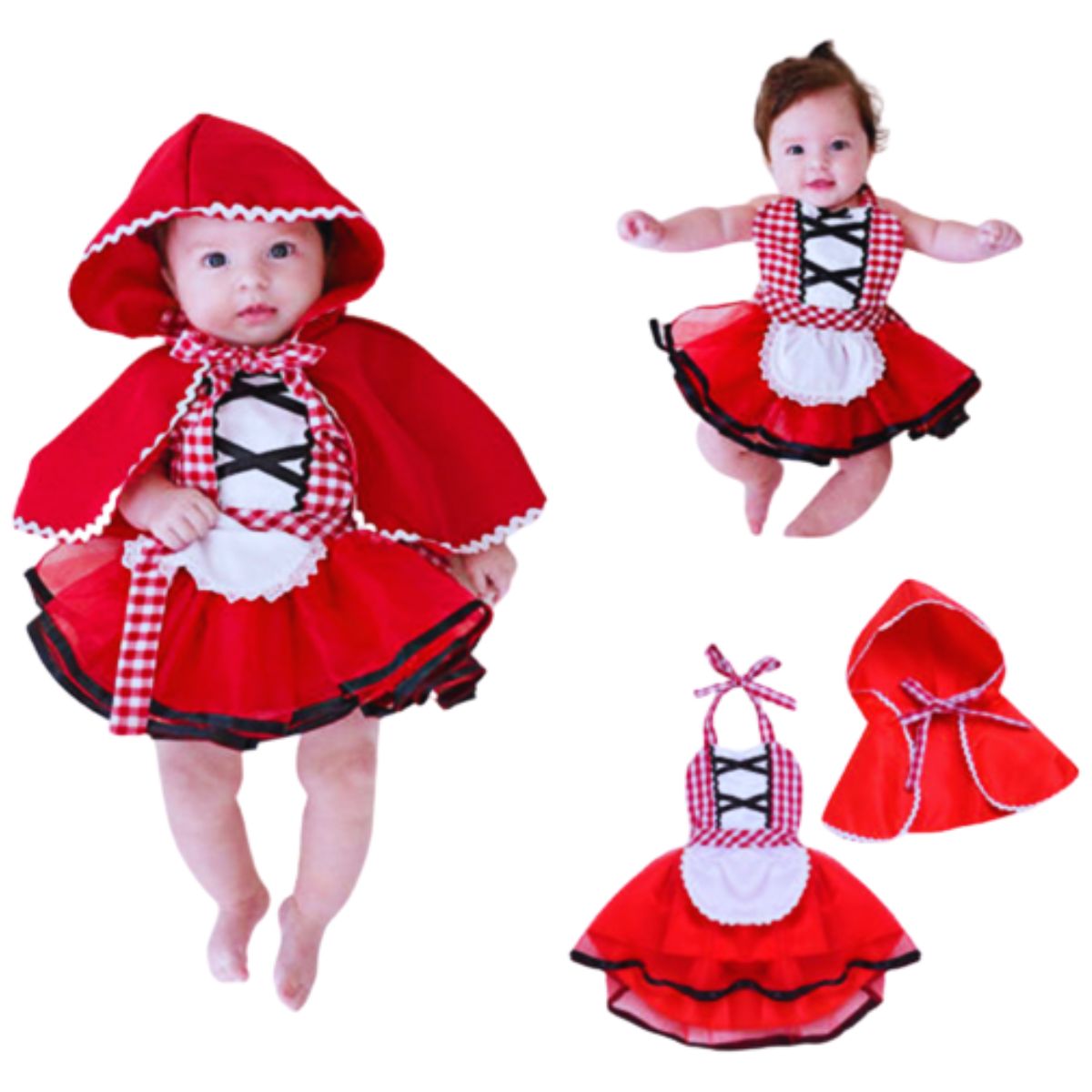 Fantasia Bebê Chapeuzinho Vermelho Vestido e Chapéu - Cia Bebê