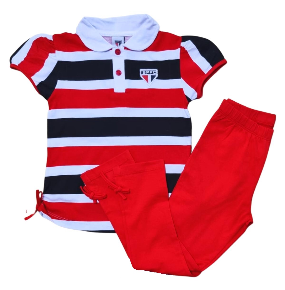 Conjunto Infantil São Paulo Feminino Camisa e Calça Oficial - Cia Bebê