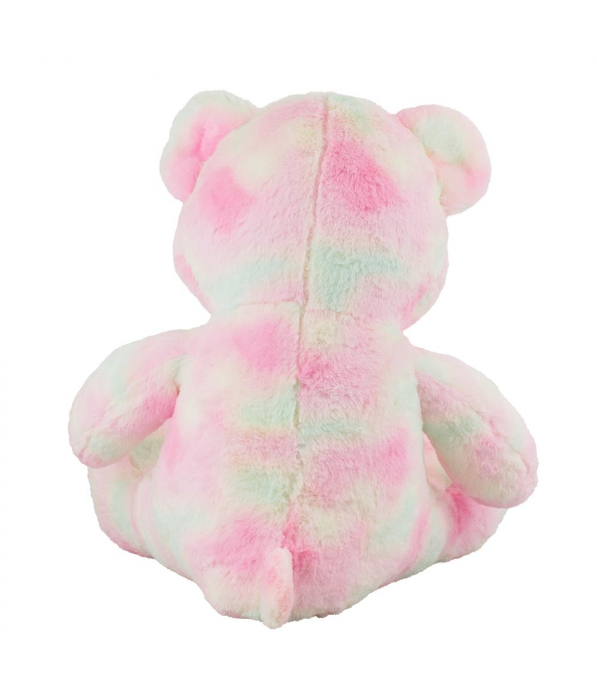 Urso Rosa Urso Pelúcia Colorido Rosa e Verde Sentado 20cm - Cia Bebê